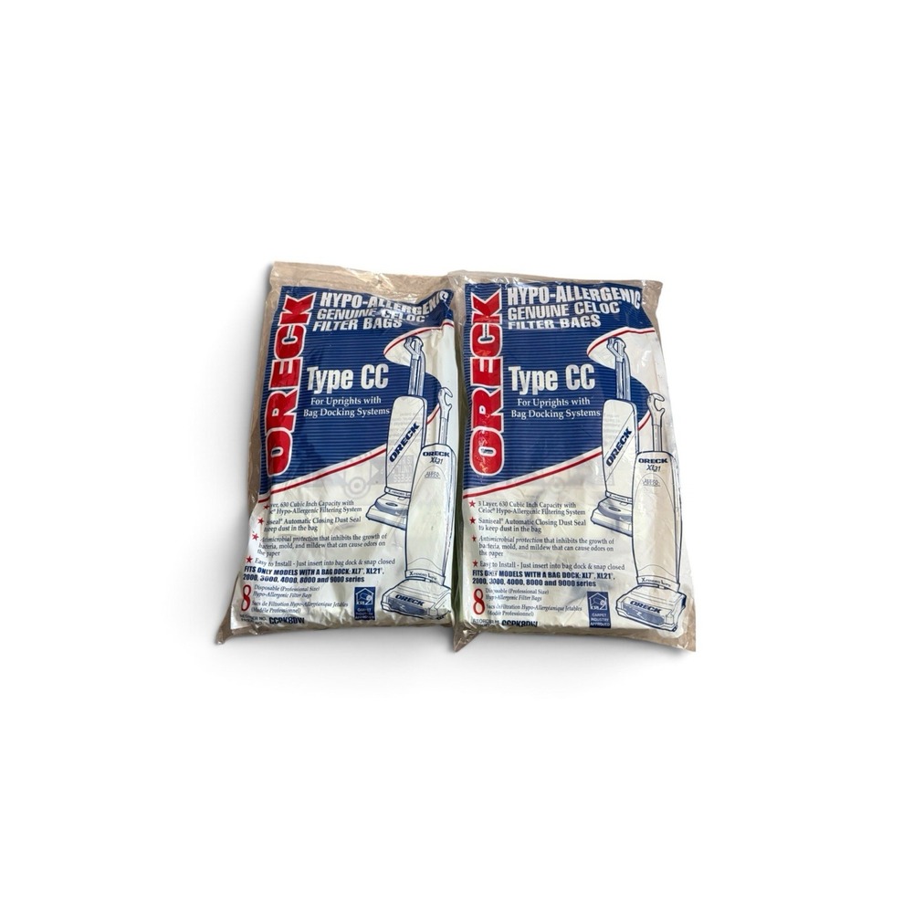 2 Pkg of 8 Genuine Oreck XL Type CC Vacuum Filter Bags # CCPK8DW for Uprights